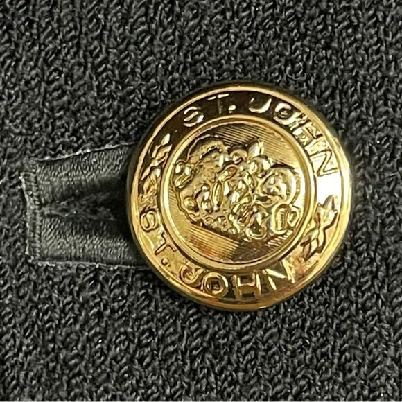 St. John Basics Set Black Santana Wool Knit Skirt Suit Small 6/8 Vintage Classic - Picture 5 of 16